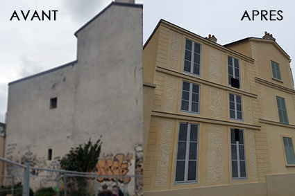 Façade en trompe-l’oeil réalisée en LEGALITHE à Versailles