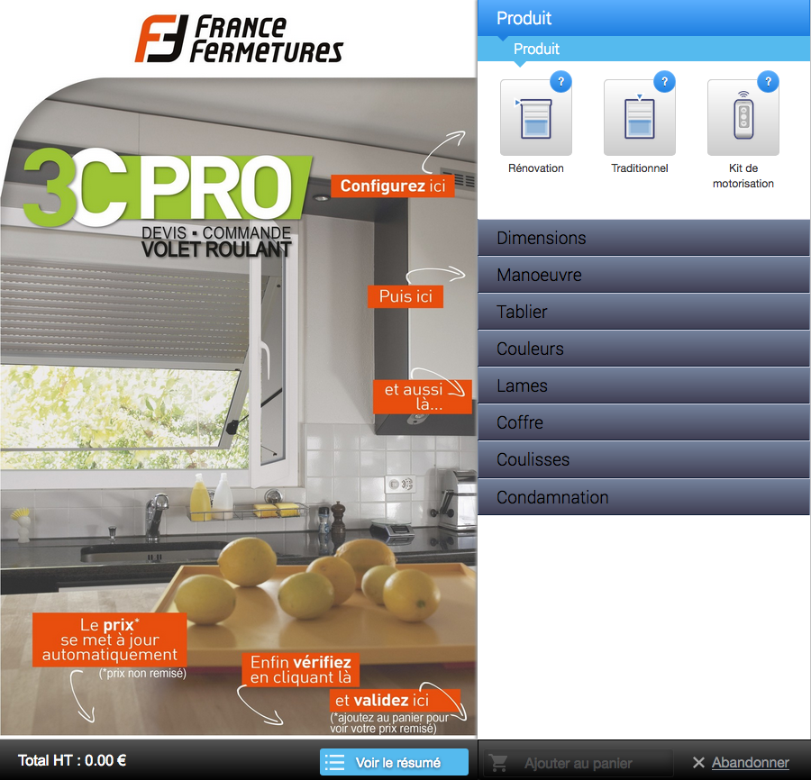 Configurateur 3C PRO, un outil en ligne 100 % efficace pour les installateurs France Fermetures