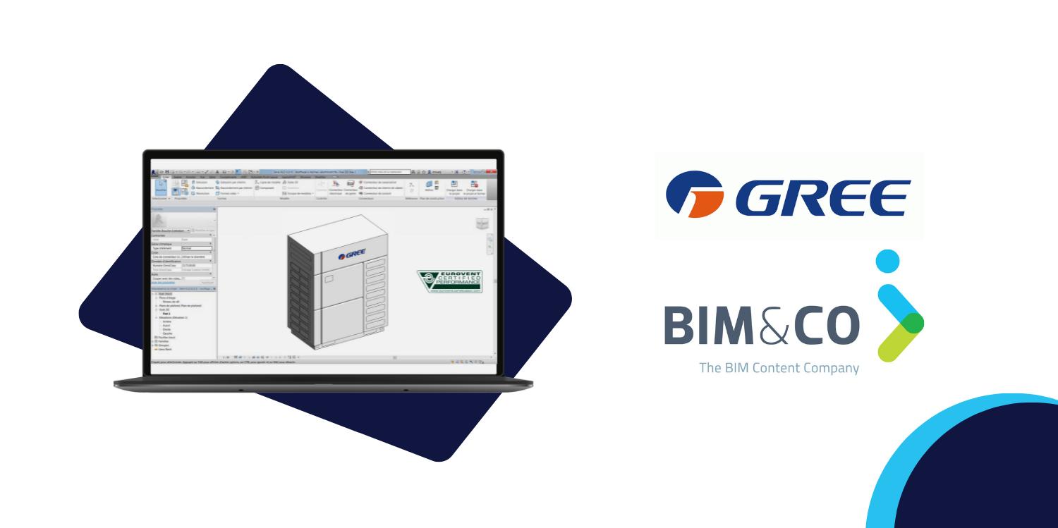 Gree intègre ses données certifiées Eurovent dans ses objets BIM, grâce à son partenaire BIM&CO